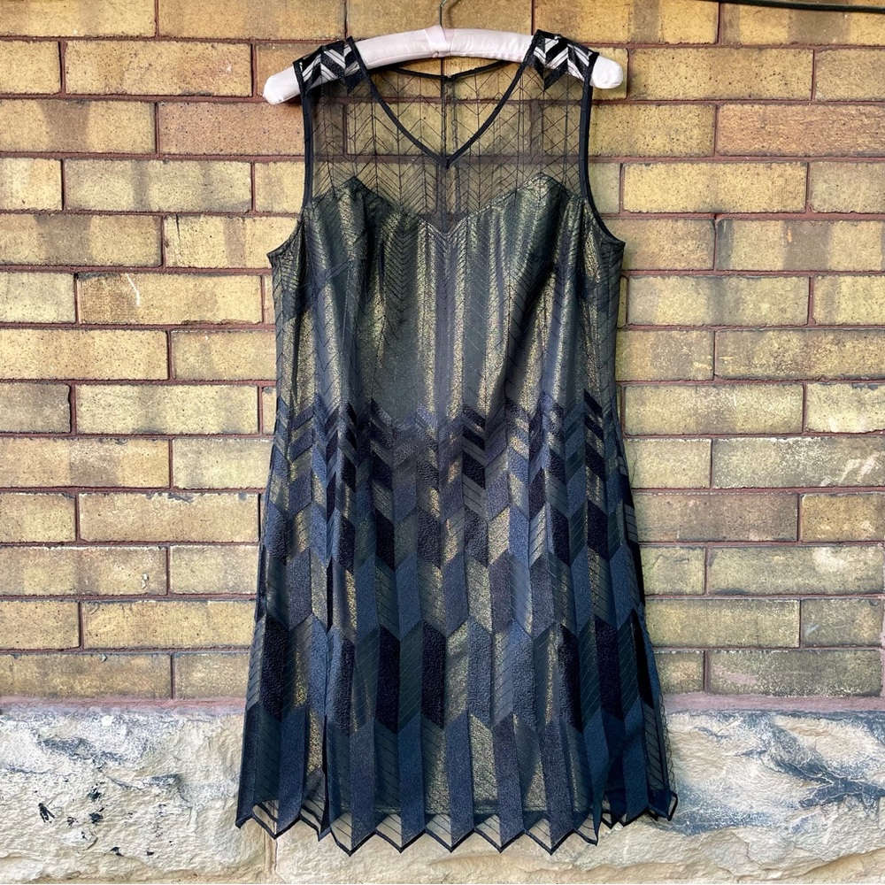 Donna Morgan Metallic Gold Shift Dress